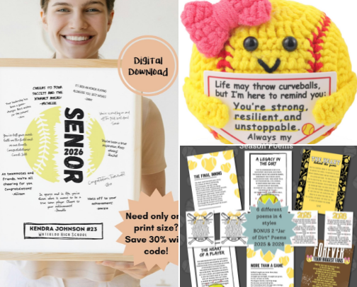 Softball Senior Night Gifts and Ideas cover photo collage