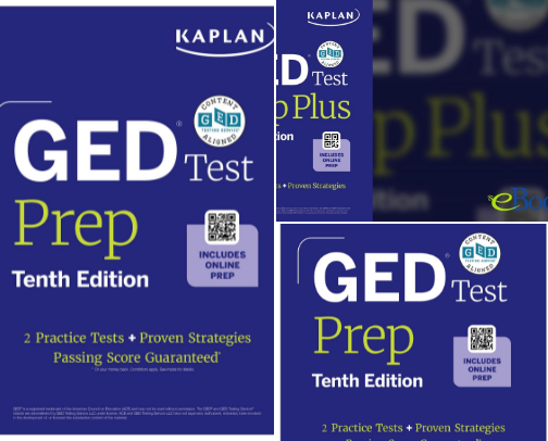 Save & Read - GED Test Prep, Tenth Edition (2026): Includes a Diagnostic Pretest, 2 Full Length Practice Tests, 1000+ Practice Questions, and 40+ Online Videos (Kaplan Test Prep) companion study set cover photo collage