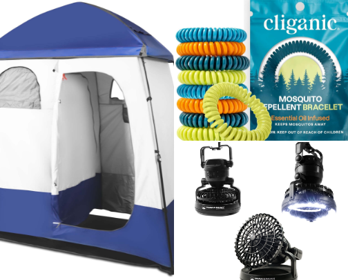 Camping esstentials for adventures in the great outdoors. cover photo collage