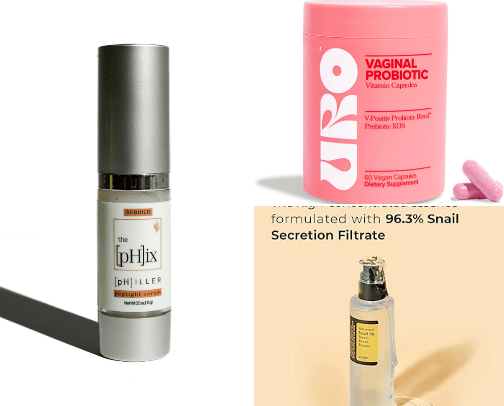 Skincare and woman's health products cover photo collage