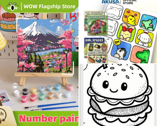 Coloring kids must have cover photo collage