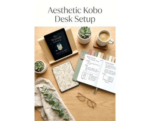 Aesthetic Kobo Desk Setup cover photo collage