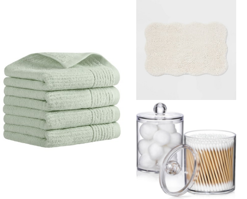 Simple inspiration for a cozy, clean bathroom cover photo collage