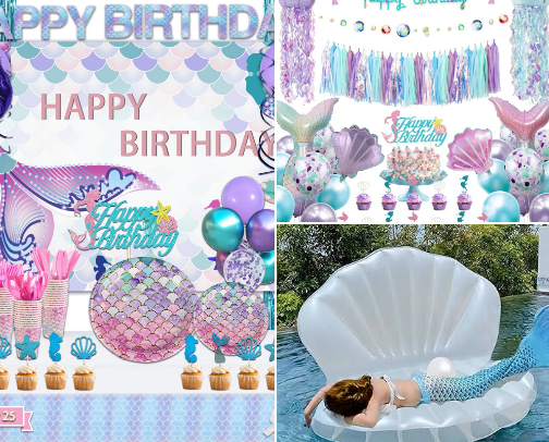 Mermaid Birthday Party cover photo collage