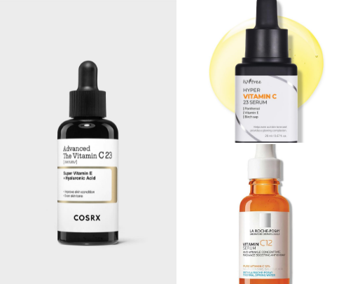 top tier Vitamin C serum for brightening skin cover photo collage
