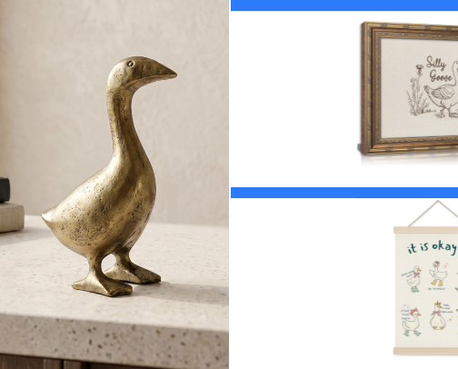 Goose themed room shopping list cover photo collage