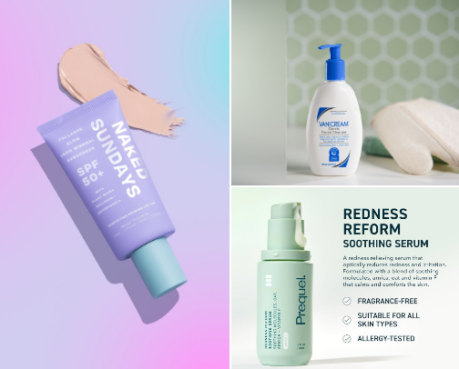 My favorite makeup & skincare as a girl with sensitive skin and rosacea 🫧🧴 cover photo collage