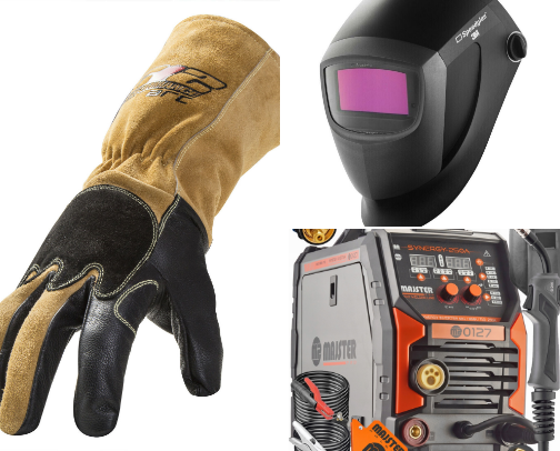 Welding tools cover photo collage