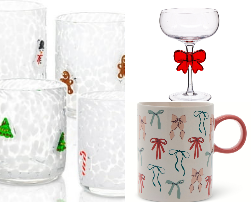 Holiday Anthro Vibes on a Budget | holiday drinking glasses and mugs cover photo collage