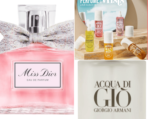 Best perfumes and body mists. cover photo collage