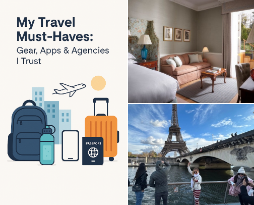 My Travel Must-Haves: Gear, Apps & Agencies I Trust cover photo collage