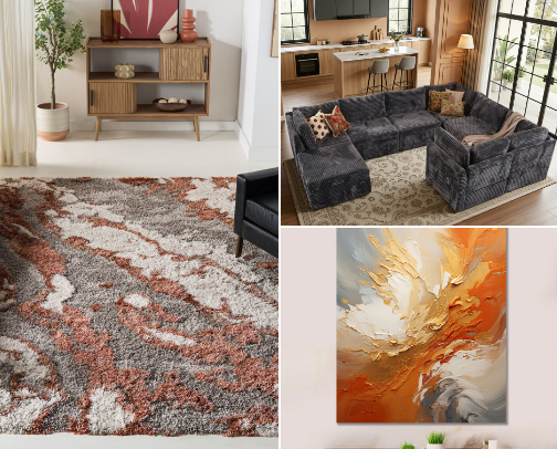 My orange living room scheme cover photo collage