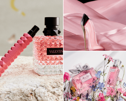 Favorite women perfumes and body mists cover photo collage