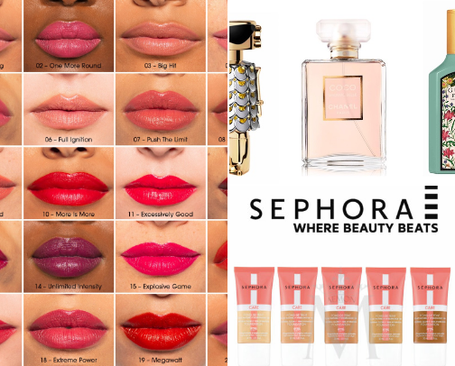 Makeup and cosmetics cover photo collage