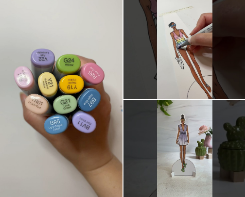 The Copic Sketch Markers I used to render my Summer Resort PaperDolls | color palette inspo cover photo collage