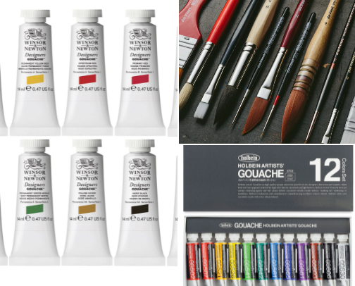 Painting supplies cover photo collage