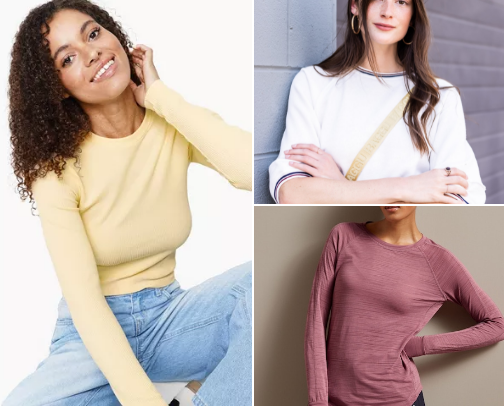 Cumfy Longsleeve tshirts ,tops and tights for girls on the go . cover photo collage