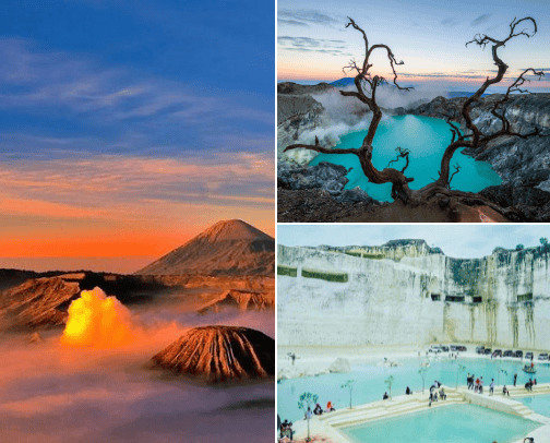 tourist attractions in East Java that you must visit cover photo collage