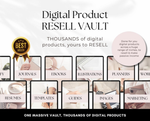 Done-for-You Digital Products You Can Resell for 100% Profit cover photo collage
