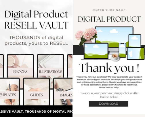 Done-for-You Digital Products You Can Resell for 100% Profit cover photo collage