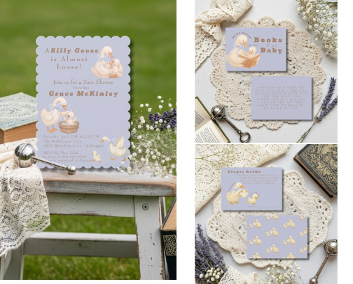 A Silly Goose blue Baby Shower collection cover photo collage
