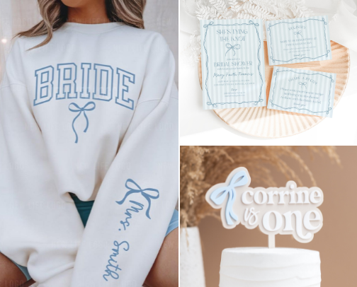 Blue Coquette Bow Party cover photo collage