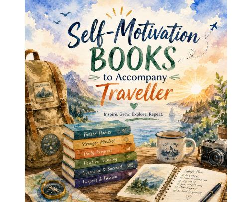 💪My Self-Motivation Books for Every Journey: 20 Inspiring Reads to Fuel Your Next Adventure cover photo collage