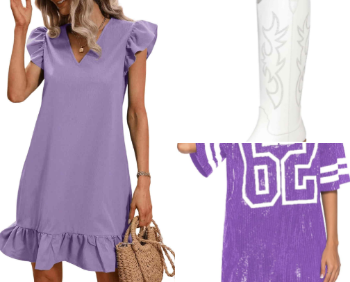 Purple & Yellow game day outfits - Amazon cover photo collage