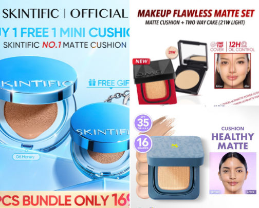 Find Your Match: Lightweight Cushion & Daily Makeup Essentials. cover photo collage