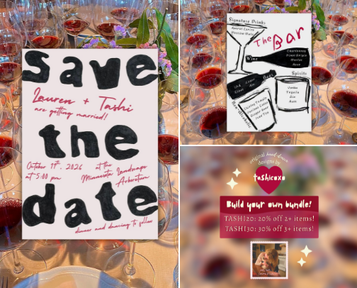 vintage/retro wedding aesthetic stationery cover photo collage