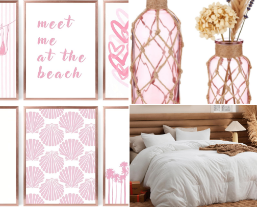 Pink Costal Teen Bedroom cover photo collage