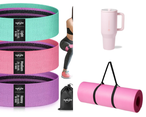 Workout items for moms cover photo collage