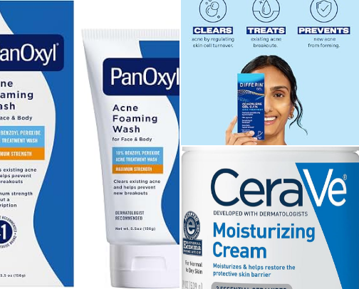 Simple Acne free skincare routine cover photo collage