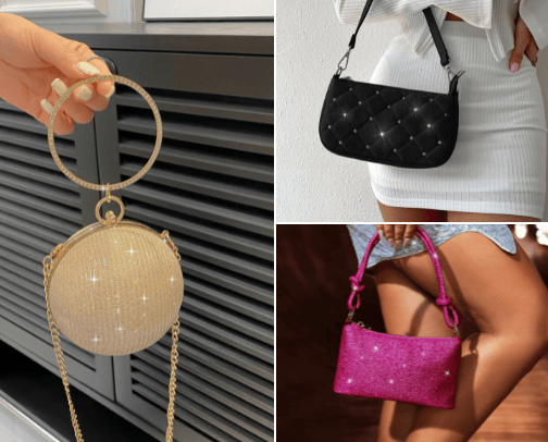 Night out bags, elegant cover photo collage