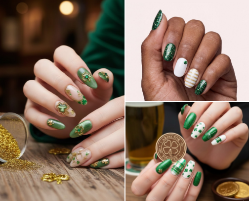 Green With Envy: The Ultimate St. Paddy’s Nail Inspo cover photo collage