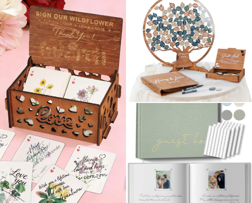 Wedding guestbooks cover photo collage