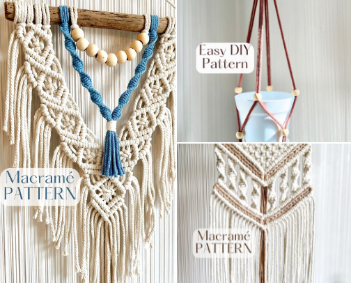Macrame Patterns & DIY Kits cover photo collage