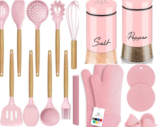 Pink kitchen accessories 🌸 cover photo collage