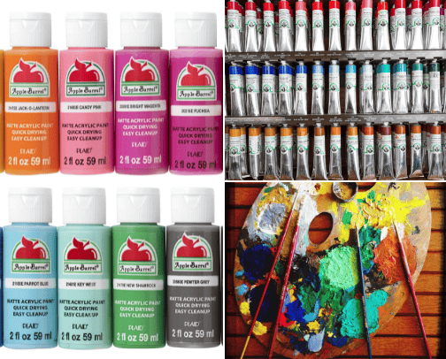 Art supplies for painters cover photo collage
