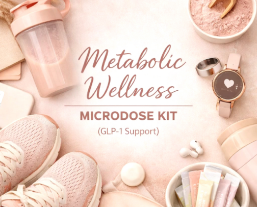 GLP-1 Microdose Support Essentials (Trizepatide - 15wks and Thriving) cover photo collage