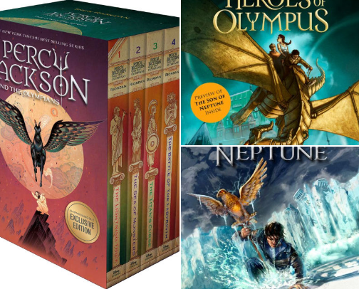Percy Jackson series: books, merch and more cover photo collage