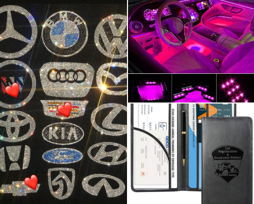 Girly car decor 🚗✨ cover photo collage