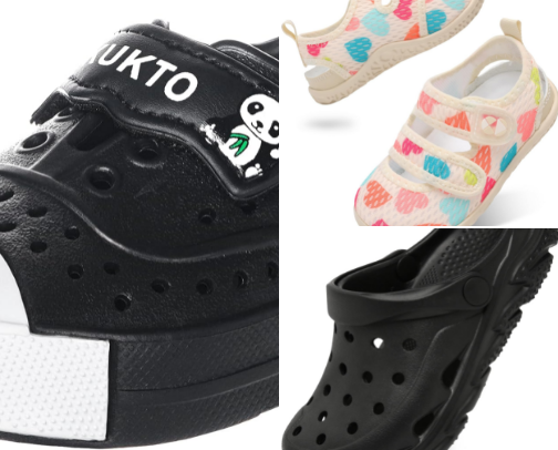 Zapatos de verano para niños: playa, piscina y parque cover photo collage