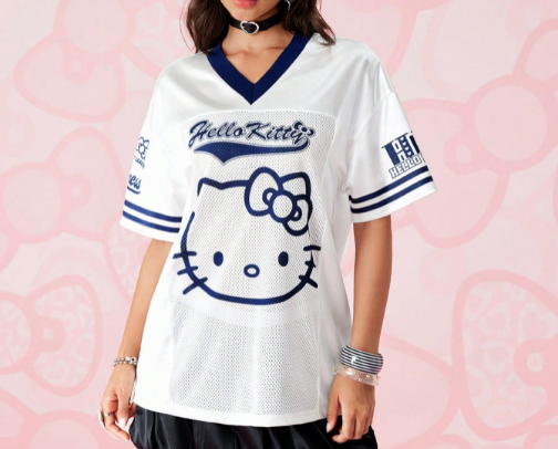HELLO KITTY AND FRIENDS | SHEIN Women's Casual Cartoon & Letter Graphic V-Neck Contrast Trim Loose Drop Shoulder Mesh Breathable T-Shirt, Summer
I discovered amazing products on SHEIN.com, come check them out!
http://api-shein.shein.com/h5/sharejump/appjump?link=lfphTbYliKt_8&localcountry=SA&url_from=GM73959634245 cover photo collage