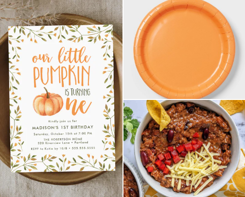 Little Pumpkin Baby Shower or Birthday Party cover photo collage