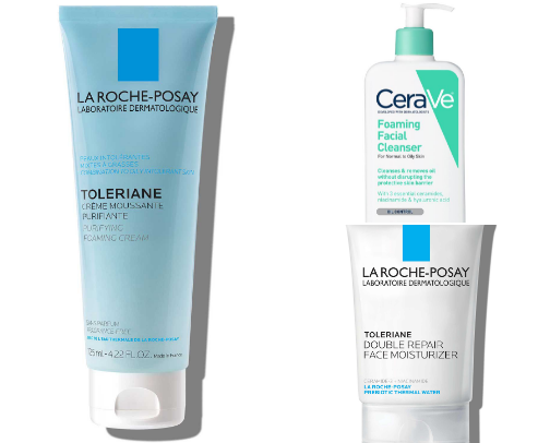 Skin Care must haves for overstimulated moms that say Renewed, Recharged and Radiant cover photo collage