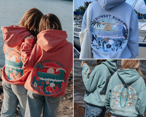 Sunset Surf Hoodies 🌊 cover photo collage