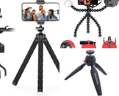 Tripods & Monopods: Mobile, Camera, & Both cover photo collage