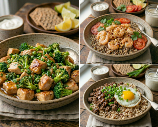 Quick and Easy High Protein Meals cover photo collage