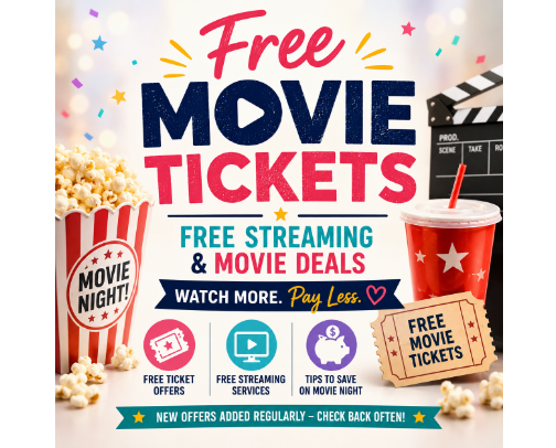 🍿 Free Movie Tickets, Free Streaming & Movie Deals cover photo collage